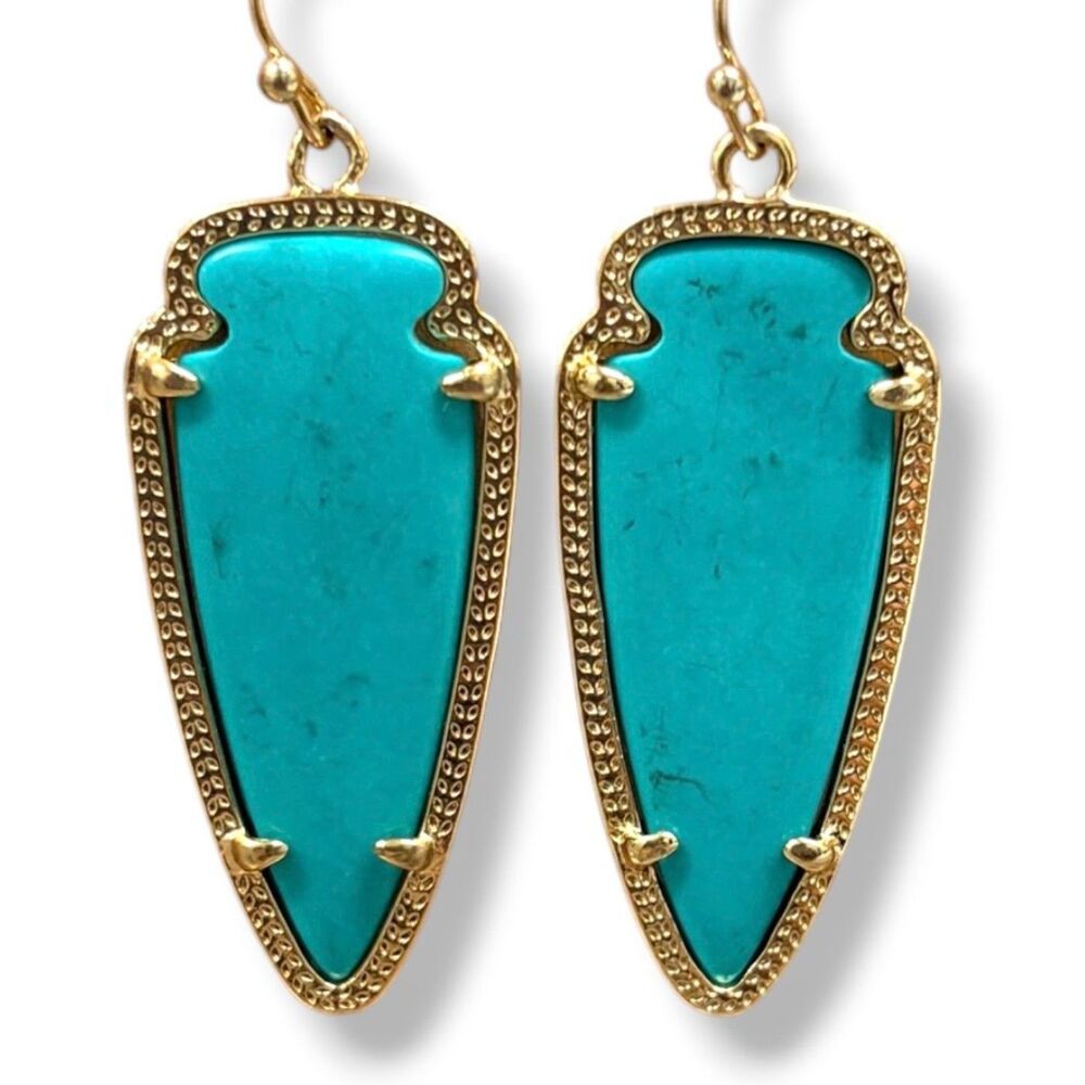 Kendra Scott Skylar Drop Earrings - Gold and Turquoise Magnesite Rare Retired
